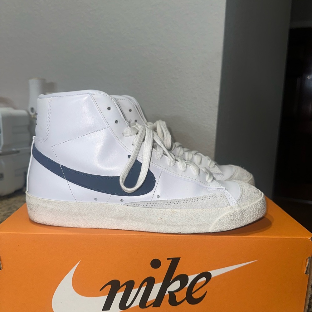 Nike Blazers White and Navy High-Tops